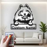 Insegna in metallo personalizzata con luce LED a forma di cane pastore Shetland regalo per amanti dei cani decorazione per soggiorno