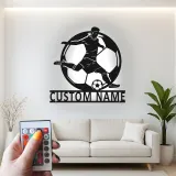 Panneau LED Personnalisé Joueur de Football | Décoration Murale en Métal Personnalisée | Cadeau Athlète pour Chambre d'Adolescent | Décor de Bar Sportif et Salle de Jeux