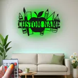 Cartel de nombre de profesor personalizado | Arte mural de metal LED para aula | Decoración personalizada de útiles escolares | Regalo de fin de año para educadores