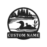 Cartel de metal personalizado Ganso | Decoración de casa de lago retroiluminada LED | Arte mural rústico de cabaña | Regalo personalizado para amantes de la naturaleza