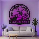 Custom Dolphin Led Light Metal Wall Art Personalized Ocean Lover Gift Nautical Decor for Beach House
