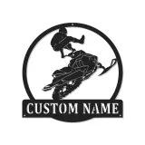 Custom Snowmobile Metal Sign | Personalized LED Wall Art for Rider | Extreme Sports Garage Decor & Man Cave Gift