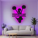 Insegna in metallo LED a silhouette di cheerleader personalizzata regalo per appassionati di cheer decorazione camera teen