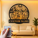 Décoration murale en métal personnalisée Paysage désertique avec rétroéclairage LED Cadeau pour les amoureux de la nature Décor de salon ou de bureau 1