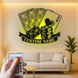 Personalized Poker LED Sign | Metal Game Room Decor | Custom Casino & Dice Wall Art | Gambling Gift for Him