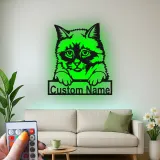 Personalisierte LED-Metall-Wandkunst mit Katze – Geschenk für Tiereltern, Deko fürs Wohnzimmer