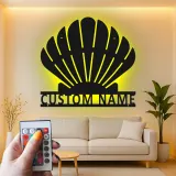 Insegna in metallo LED a forma di conchiglia personalizzata | Arte murale costiera personalizzata | Decorazione per casa al mare e bagno