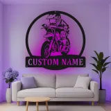 Custom Motocross Rider Led Light Metal Wall Art Personalized Gift for Dirt Bike Enthusiasts Garage or Man Cave Decor 4
