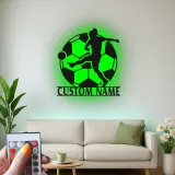 Cartel LED de Jugador de Fútbol Personalizado | Decoración Mural de Metal Personalizada | Decoración de Habitación de Adolescentes y Regalo Deportivo para Atletas