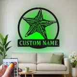 Personalized Starfish Metal Sign | LED Coastal Wall Art | Nautical Beach House Decor for Home or Business