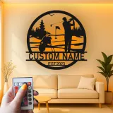 Custom Golf LED Sign | Personalized Metal Wall Art for Man Cave | Backlit Golfer Decor Gift for Husband