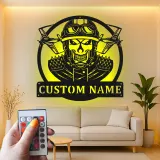 Custom Skull Fighter Pilot Metal Sign | Personalized LED Aviation Wall Art | Military Man Cave Decor | Gift for Him
