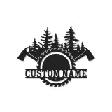 Cartel de metal personalizado de leñador en el bosque con luz LED, regalo para amante del aire libre, decoración de cabaña rústica
