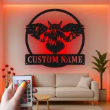 Insegna in metallo personalizzata con gufo | Insegna LED retroilluminata con nome per baita | Silhouette di gufo reale personalizzata, regalo per amanti della natura