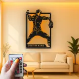 Insegna in metallo LED personalizzata con lanciatore di baseball - Regalo per appassionati di sport e decorazione per sala giochi