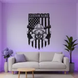 Personalized Firefighter LED Sign | Custom Fireman Metal Wall Art | Patriotic American Flag Decor for Home & Fire Station