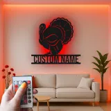 Cartel de metal LED personalizado de pavo para regalo de acción de gracias, decoración festiva para comedor