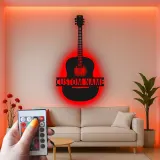 Personalisierte Gitarren-LED-Leuchte | Individuelle Metall-Wandkunst für Musikzimmer | Geschenk für Musiker