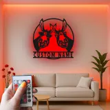 Insegna in metallo LED Donkey Duo personalizzata regalo rustico per la casa