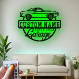 Individuelles LED-Schild für klassische Autos | Personalisierte Metall-Garagen-Dekoration | Vintage-Auto-Wandkunst | Beleuchtetes Geschenk für Männerhöhlen