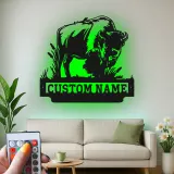 Custom Bison Led Light Metal Wall Art Personalized Wildlife Gift for Nature Lovers Rustic Home Decor 1