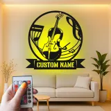 Insegna in metallo LED a forma di violino personalizzata, regalo per musicisti, decorazione per stanza musicale per amanti della musica