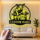Panneau de Ferme de Cochon Personnalisé | Décoration Murale en Métal LED | Cadeau pour Agriculteur et Décor Rustique de Ferme