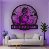 Insegna in metallo LED personalizzata con anatroccolo - Regalo per nursery, decorazione camera baby animale