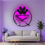 Custom Hair Stylist Led Light Metal Wall Art Personalized Barber Shop Gift Salon Decor for Hairdressers