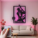 Décoration murale en métal personnalisée joueur de baseball avec rétroéclairage LED