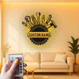 Décoration murale en métal LED personnalisée pour bricoleur - Cadeau pour garage et atelier