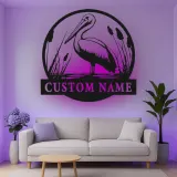 Cartel de metal LED personalizado de pelícano regalo para amantes de la naturaleza decoración de hogar costero