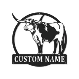 Custom Texas Longhorn Sign | LED Metal Wall Art for Ranch Decor | Personalized Farmhouse Cattle Gift