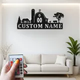 Custom Farm Scene Led Light Metal Wall Art Personalized Barnyard Gift Rustic Home Decor for Farmhouse