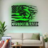 Cartel metálico personalizado de jugador de fútbol americano | Decoración mural LED para habitación infantil | Decoración deportiva con nombre a medida | Regalo para deportistas