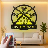 Custom Hunting Led Light Metal Wall Art Personalized Gift for Hunters Man Cave or Cabin Decor