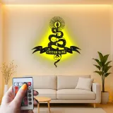 Insegna LED con serpente mistico | Arte in metallo personalizzata | Decorazione celestiale per saloni e studi | Targa gotica personalizzata