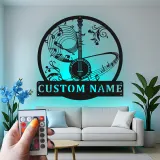 Cartel de metal LED de notas musicales de banjo personalizado, regalo para músicos, decoración para sala de música