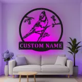 Custom Bird on Branch Led Light Metal Wall Art Personalized Nature Lover Gift Living Room or Garden Decor 1