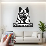 Custom Akita Led Light Metal Wall Art Personalized Dog Lover Gift Living Room Pet Decor
