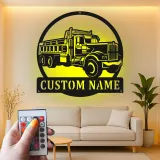 Custom Dump Truck Led Light Metal Wall Art Personalized Gift for Truck Enthusiast Garage or Man Cave Decor