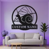 Insegna in metallo personalizzata a forma di lumaca con LED | Regalo personalizzato per giardinieri | Decorazione da parete per patio esterno | Arredo ispirato alla natura