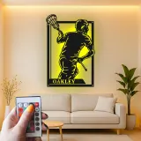 Insegna LED Personalizzata per Giocatore di Lacrosse | Insegna in Metallo Personalizzata | Decorazione per Camera da Ragazzo & Regalo Sportivo per Atleta | LAZERDIZAYN.CO