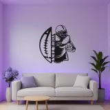 Cartel metálico personalizado de jugador de fútbol americano | Decoración deportiva con LED para habitación juvenil | Decoración mural con nombre a medida para regalo de deportista