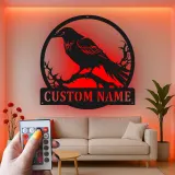 Raben Silhouette LED Schild | Individuelle Metall Wandkunst | Personalisierte Gothic Krähen Dekor für Zuhause, Garten & Halloween Geschenk