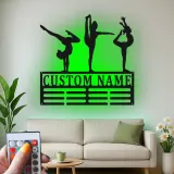 Insegna LED personalizzata per ginnastica | Arte murale in metallo personalizzata | Regalo per ginnasta per cameretta ragazza | Decorazione murale atleta