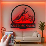 Praying Mantis LED Metal Art | Custom Name Sign for Garden Lovers | Realistic Insect Wall Decor