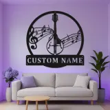 Panneau en métal personnalisé pour mandoline | Plaque de musicien sur mesure avec rétroéclairage | Décoration murale pour studio de musique | Cadeau pour musicien