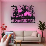 Headless Horseman Metal Sign with LED | Custom Halloween Decor | Personalized Spooky Wall Art for Home & Porch