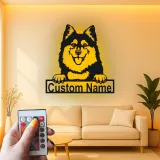 Décoration murale en métal personnalisée avec éclairage LED pour amoureux des chiens - Lapphund finlandais